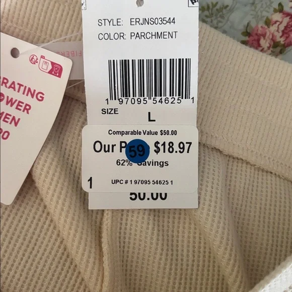 Roxy Cream Waffle Knit Shorts with Brown Floral Side Print - Picture 6 of 7